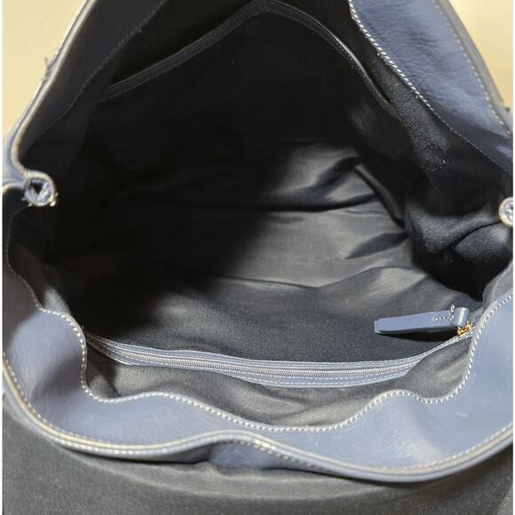 Cole Haan Felicity Pebbled Leather Backpack Multi Pocket & Woven Zip Detail Blue - Picture 13 of 14